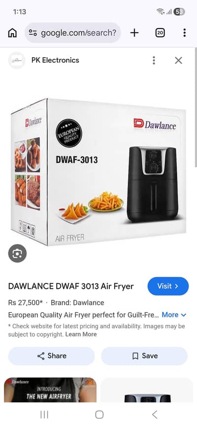 dawlance air fryer