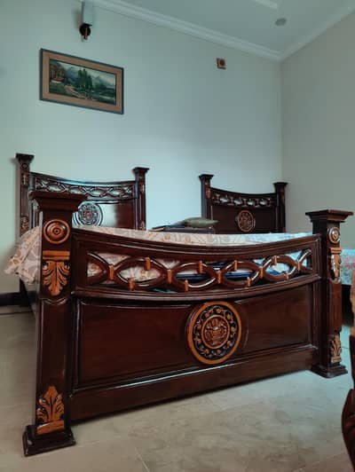Pure Wooden Chinioti 2 Single Beds New. . .