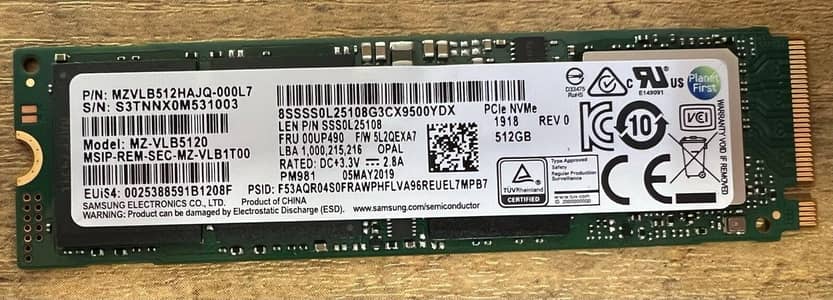 Samsung 512gb nvme m. 2 health 100%