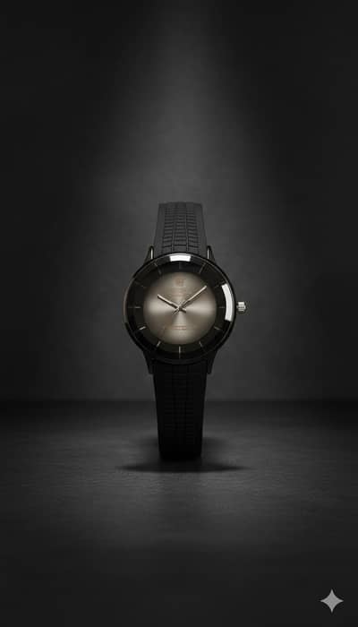 Classic Black Minimalist Quartz Watch for Men – Slim Dial with Silico