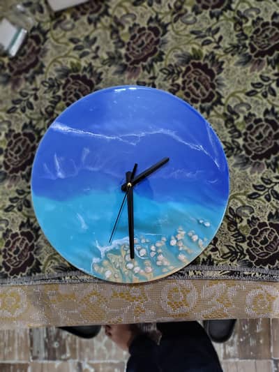 Ocean Theme Wall Clock, Resin Art