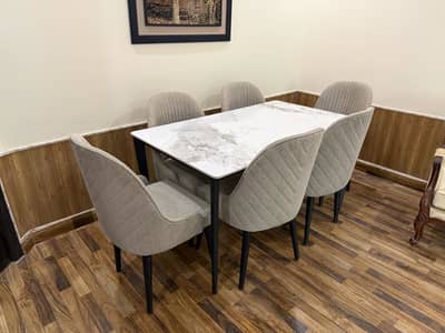 6 Seater Dining Table with Marble Top
