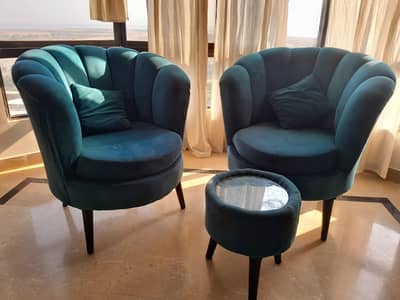 Single, two seater sofa  and coffee chairs