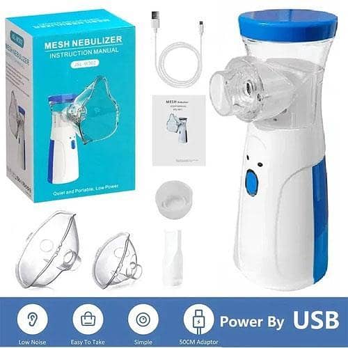 Mesh Portable Nebulizer Machine with Mask for Kids & Adults | Rechargeable Mini Inhaler Nebulizer | Silent Steam Inhaler for Asthma, Cough, Cold & Breathing Relief