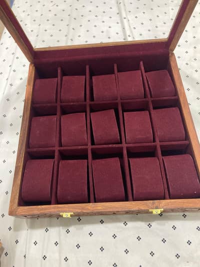15 slots wooden watch organizer