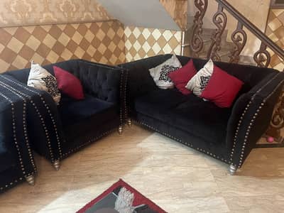 6 seater Sofa set black colour good condition