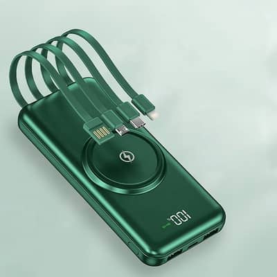 20000 MAh Power Banks LED Display Wireless Charger With Cables