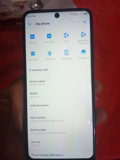 Tecno power 2 g6 g128