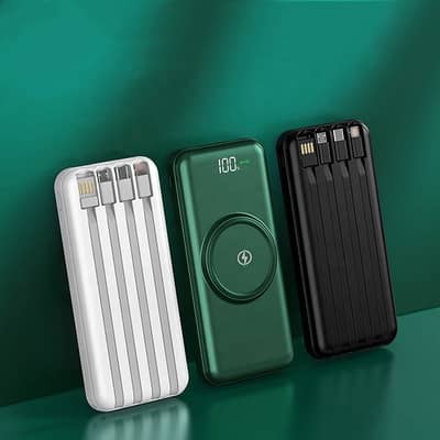 20000 MAh Power Banks LED Display Wireless Charger With Cables