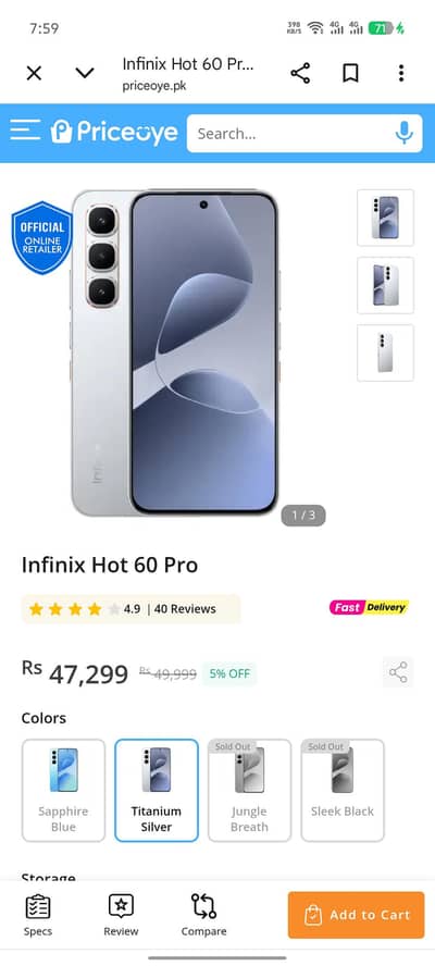 Infinix hot 60 pro brand new just 15 days use for sale