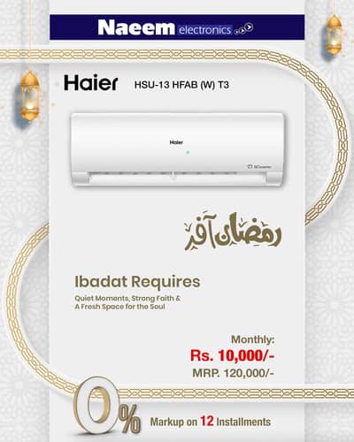 Haier AC available on installament 0% markup