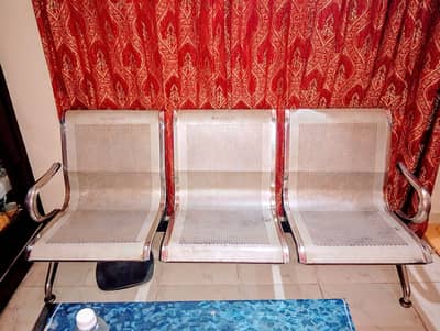 3 Seated Steel Waiting Chairs