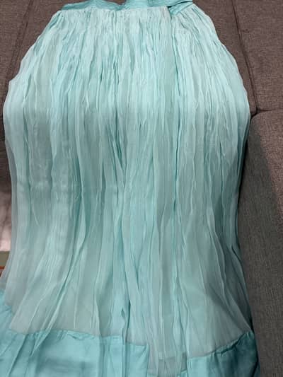 Pure chiffon Lehnga (sky blue and orange)