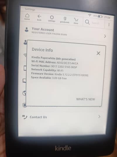 Amazon Kindle Paper white 2 (6th Generation)