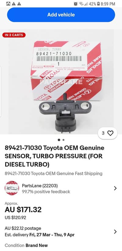 Turbo Diesel MAP sensor (89421-71030)