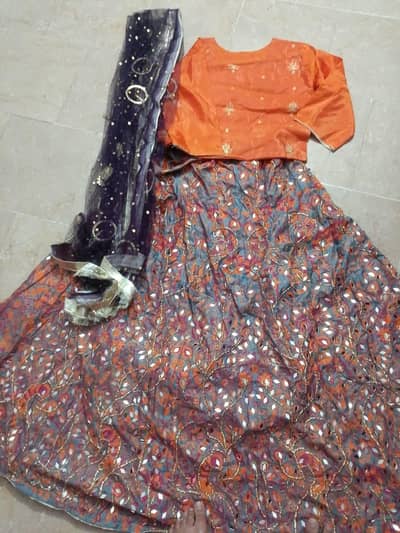 "Fancy Organza lehnga _Neat and Clean Condition"