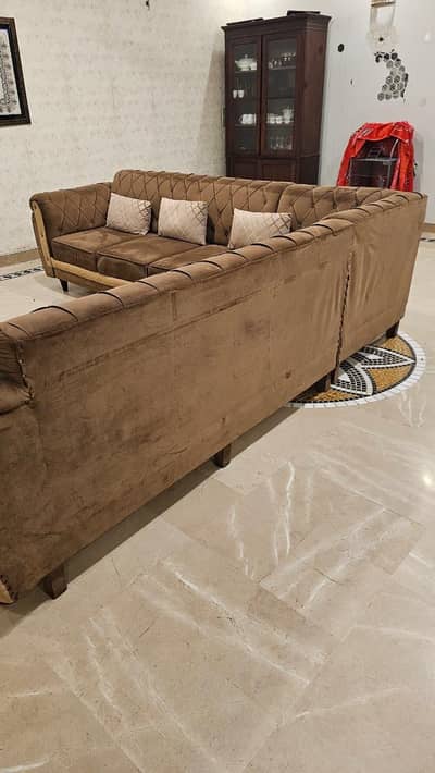 dark brown L shape sofa set