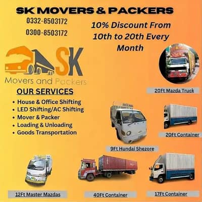 Goods transport movers packer house shifting mazda container shahzore