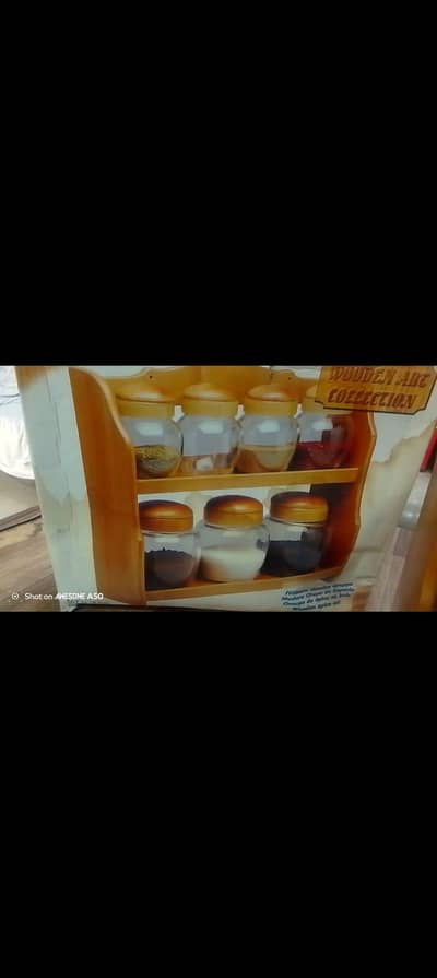 wooden stand with jar