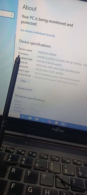 Fujitsu P728 8|256 SSD touchscreen i5 8th gen