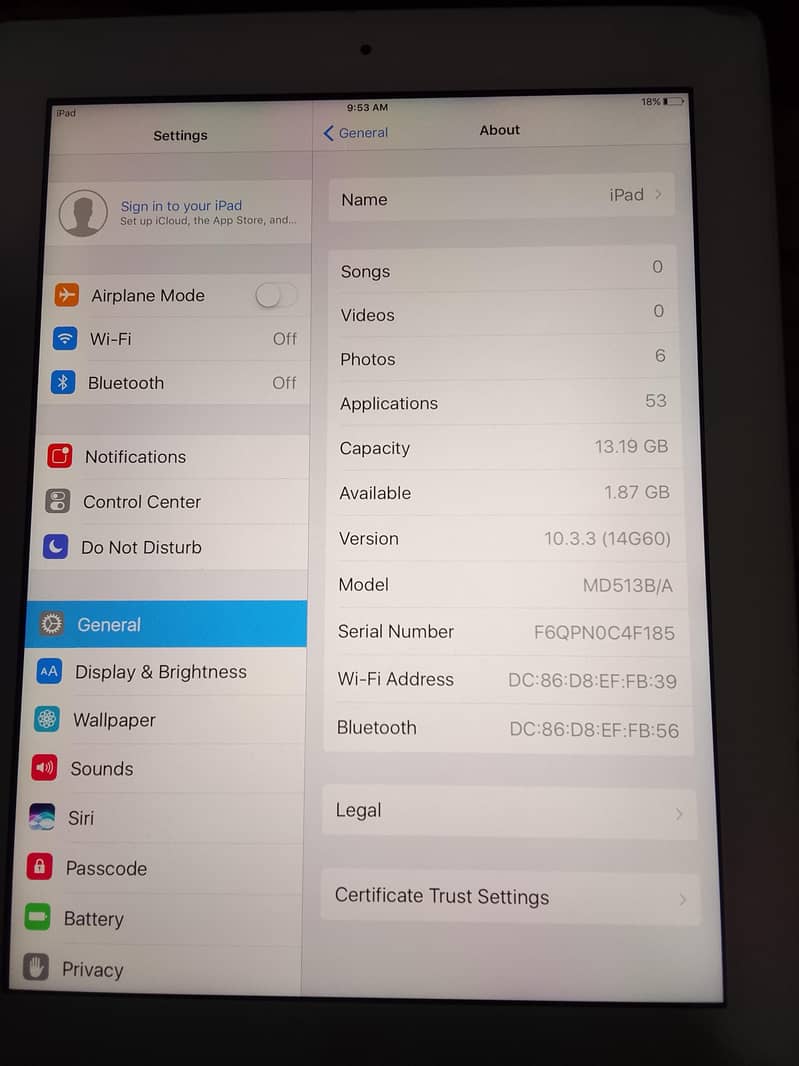 apple ipad 4. version 10.5. 6