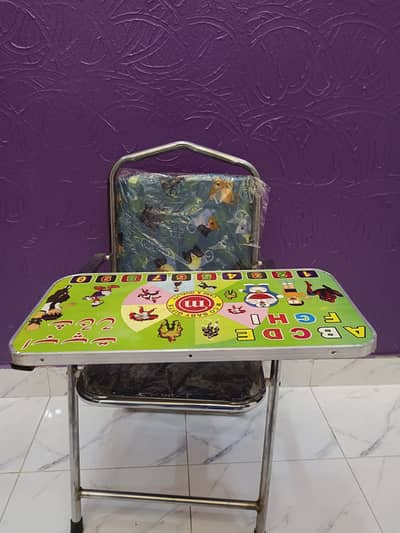 Foldable Kids Study Chair with Attached Desk