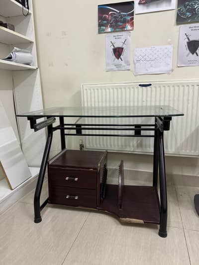 Study Table with Glass Top - Good Condition