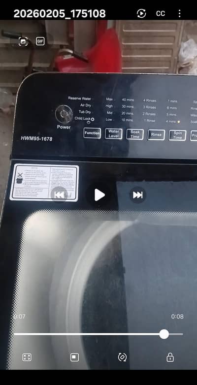 haier washing machine hwm95-1678 9.5 kg top load washing machine