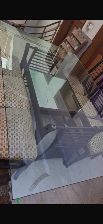 Like Brand New 6 Chair Dining Table In Sheesham Wood With Glass Top