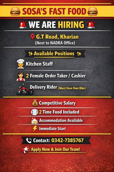 WAITER, CASHIER & DELIVERY BOY