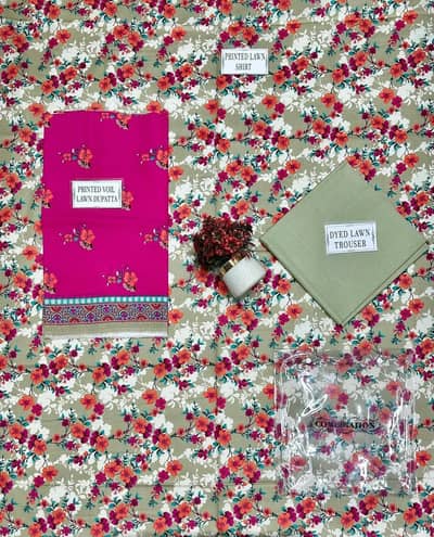 3pcs women's unstitched printed suit