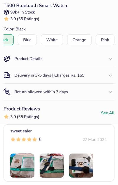 T500 Bluetooth Smart watch