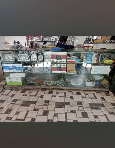 glass counter + glass shelves