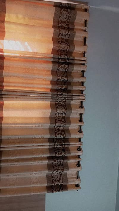 Curtains:Elegant Beige & brown Printed Curtains - 4 Panels Like New