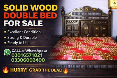 URGENT SALE – Solid Wood Double Bed | Excellent Condition