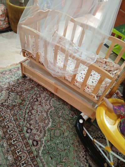 baby wooden cot , swings
