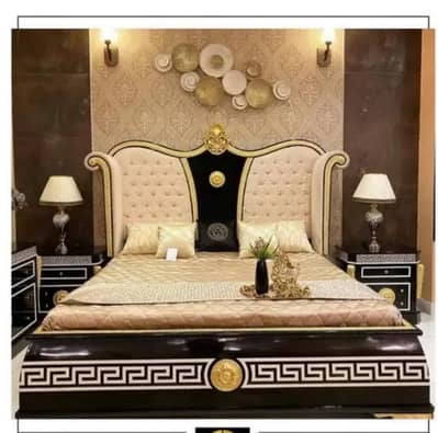 Versace style pure wooden designer bed