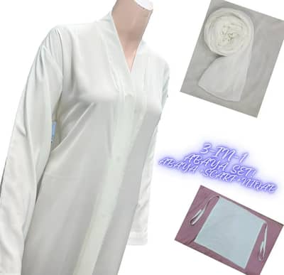 Ramadan Special 3 in 1 Abaya Set – White – Limited Stock