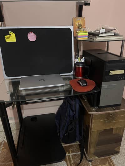 Bed(5x6 ft)+ wall mounted dresser +computer table+ two door wardrobe