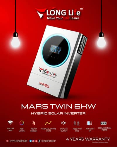 Long Life Mars Twin 6KW Hybrid Solar Inverter – Excellent Condition