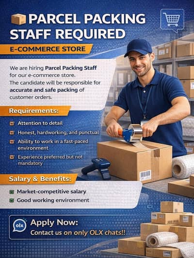 Parcel Packing Staff Required (E-Commerce Store) || Male Jobs