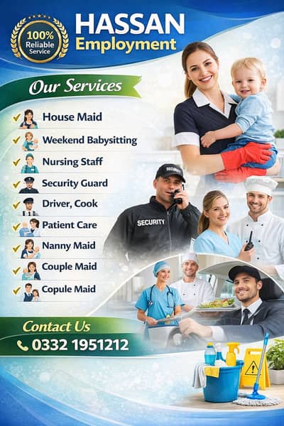 House Maid, Babysitter, Patient Care, Nanny, Nurse, Driver, Chef, Cook