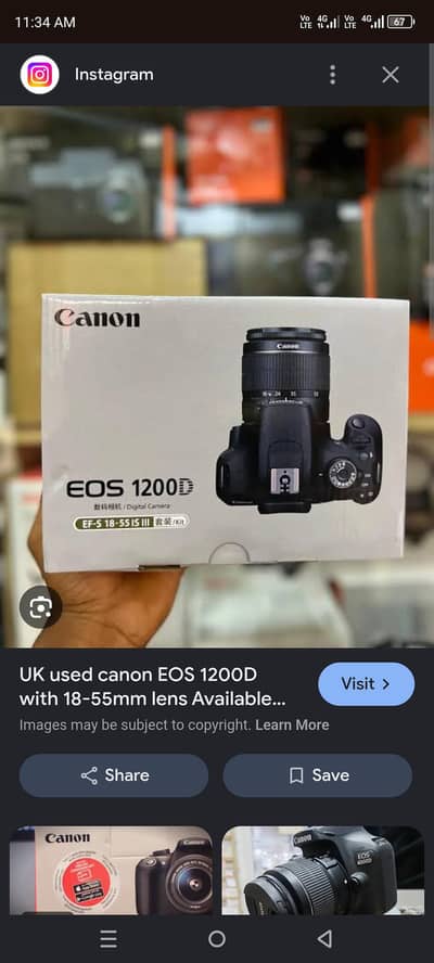 Canon 1200D dslr camera with box lens video 03025271768whatsap