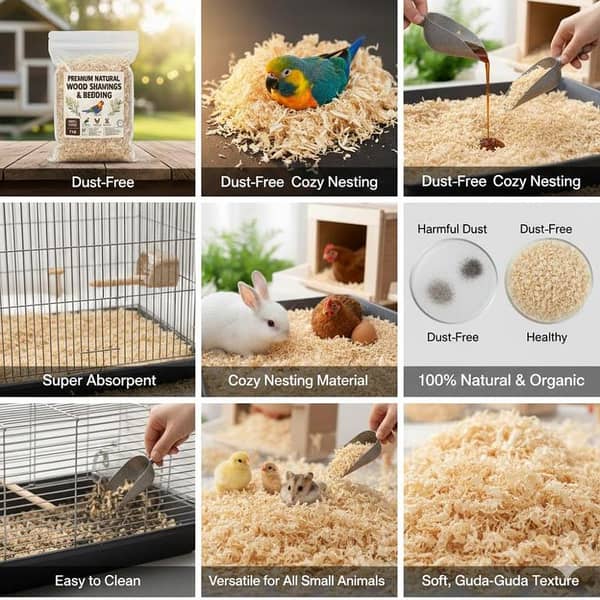 Wood Shaving & Bedding For Birds Hens & Parrots  1 kg