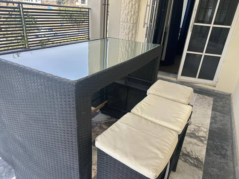 Imported BarBque Bar table with stools 1