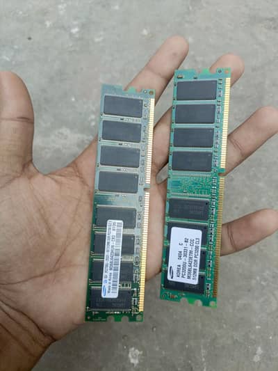 2x 512MB DDR1 RAM (PC3200 + PC2700) – Total 1GB – Working Condition