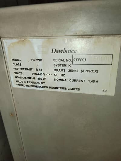 Dawlance Fridge (9170WB) - Size (12 cubic) Urgent Sale good condition