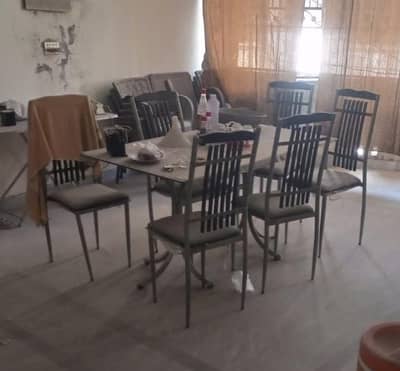 6 STEEL CHAIR DINING TABLE