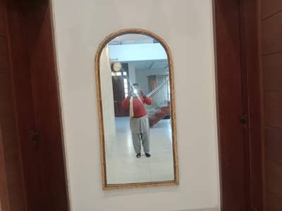 Large wall mirror with cane bamboo frame