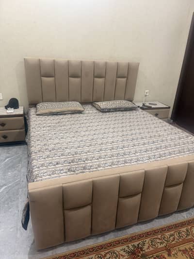 King size bed for sale with side tables and dressing